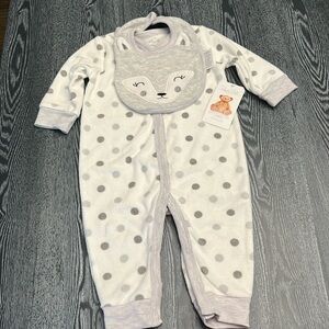 Rene Rofe Baby Polka Dot One Piece And Bib-NWT 6-9M
